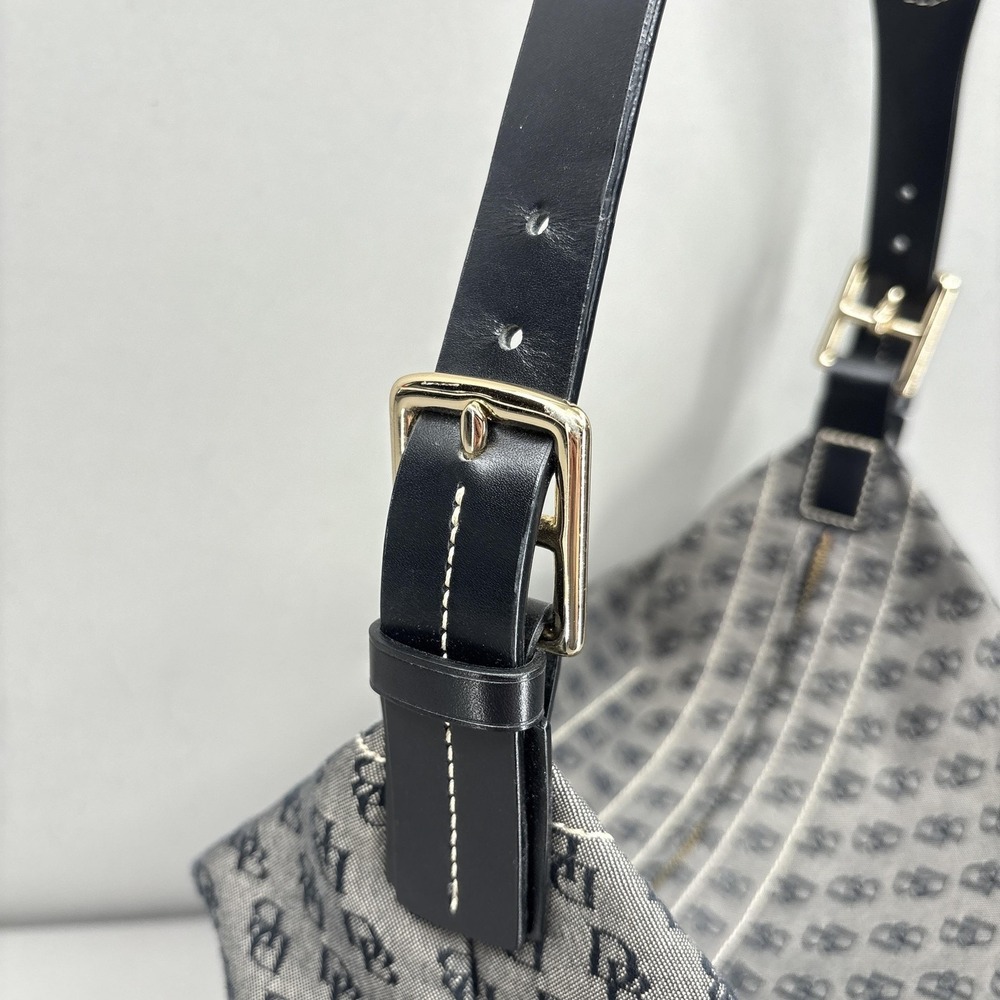 Dooney & Bourke Shoulder Bag Womens Medium Gray Monogram Canvas Leather Zip - Picture 4 of 12